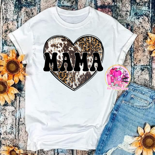 Cow Print Heart Mama