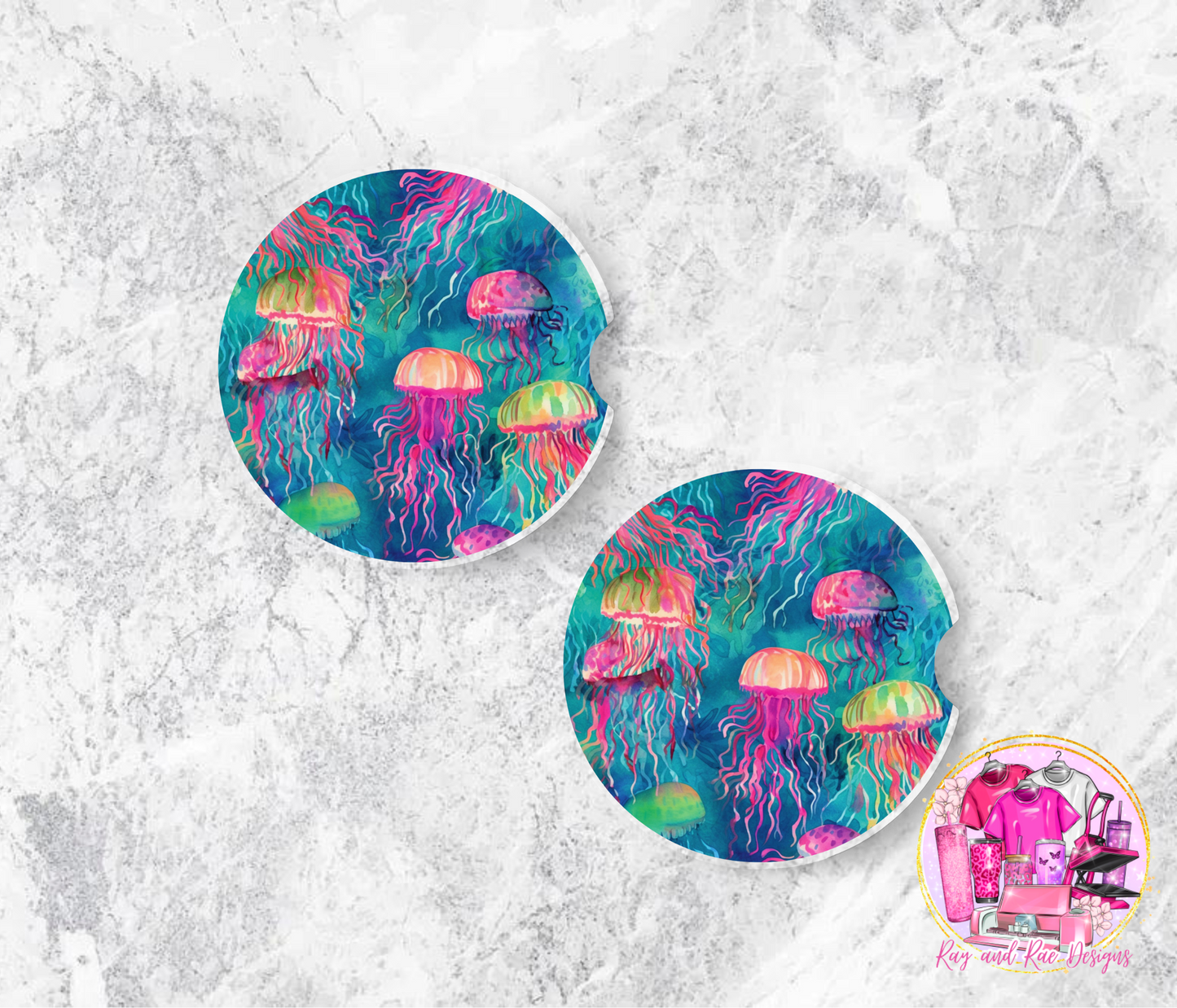 Watercolor Jellyfish Car Coasters