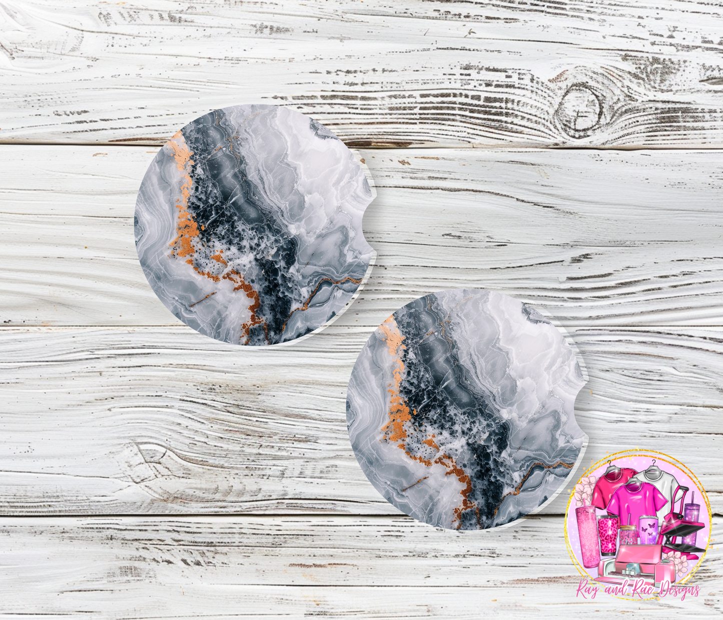 Grey Marble Car Coasters